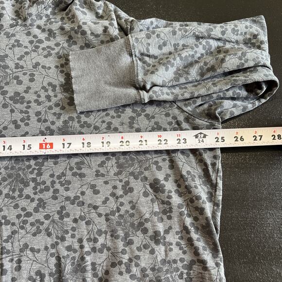 LL Bean Sweatshirt 2XL Gray Floral Cowl Neck Drawstring Pockets Cozy Pima Cotton - Picture 9 of 13